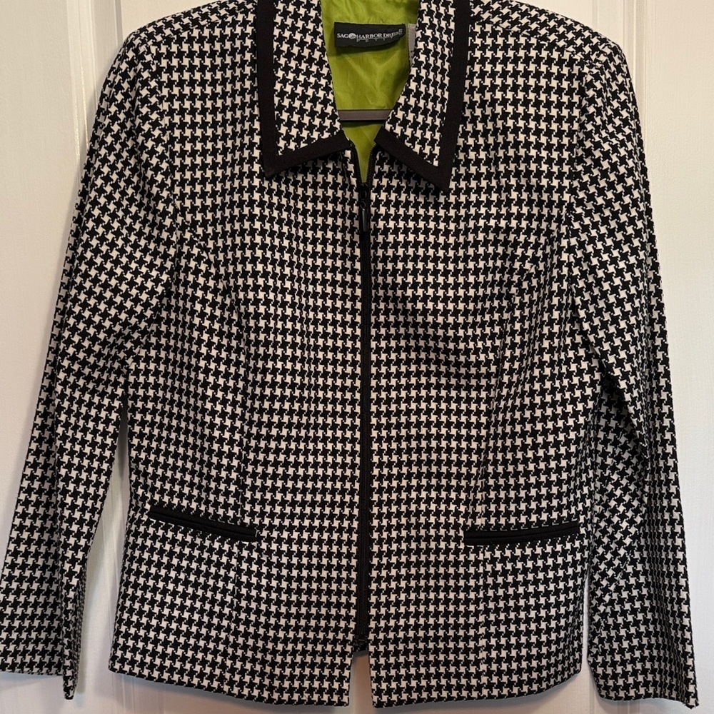 Sag Harbor Black and White Houndstooth Blazer